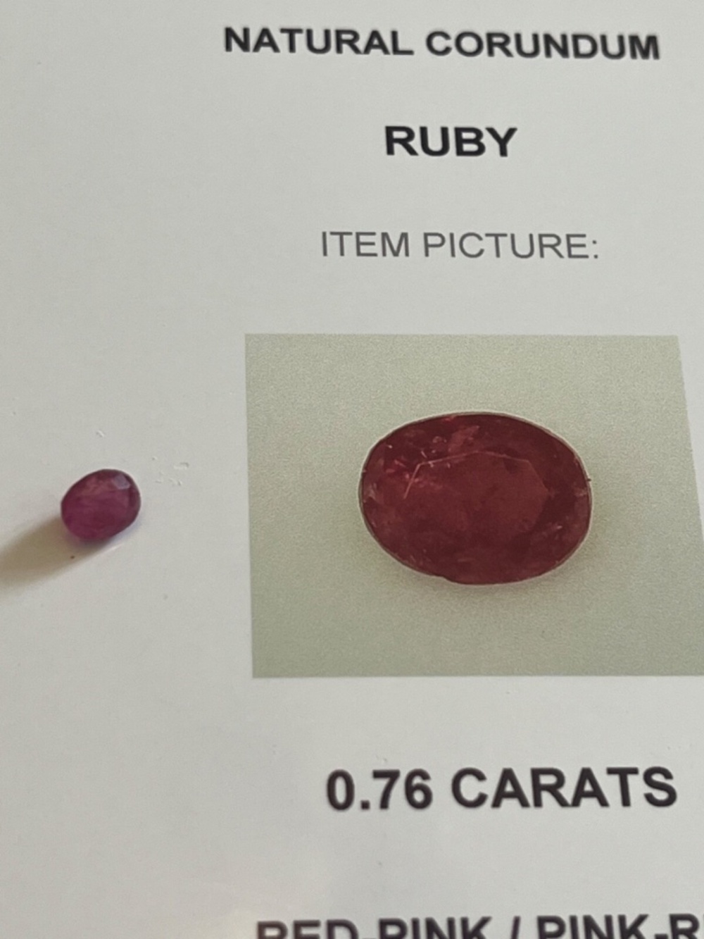 .76 carat Natural Corundum Ruby Afghanistan GFCO Gemstone ID Report Pink Red